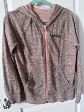 Under Armour Light Pink Heather Zip-Up Lightweight Hoodie-Small